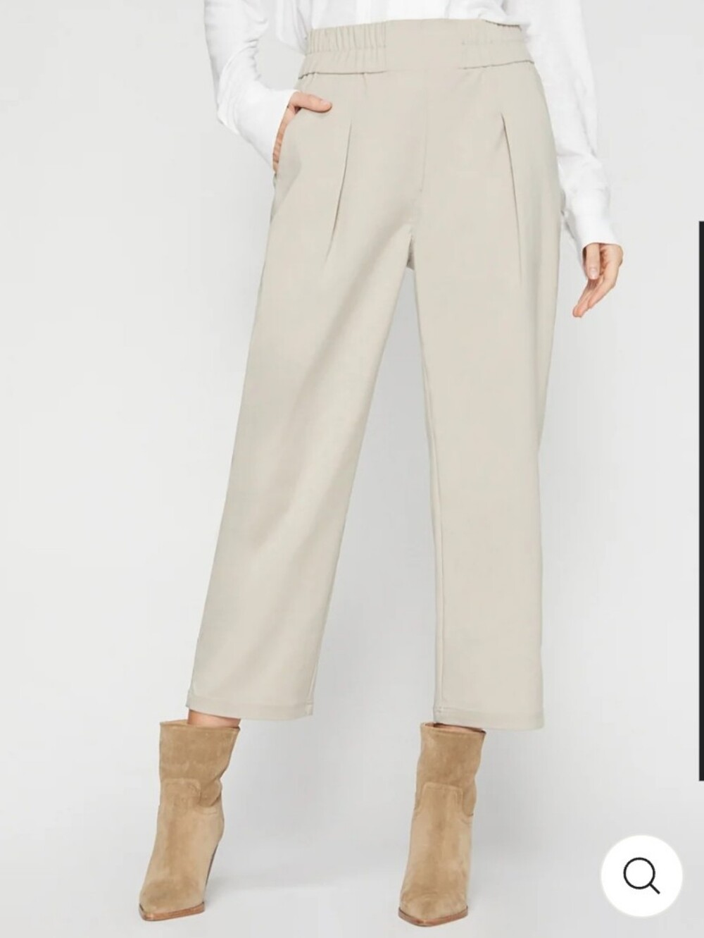 NWT Brochu Walker Fiera Cropped High-Waist Pleated Pants in Beige Size S